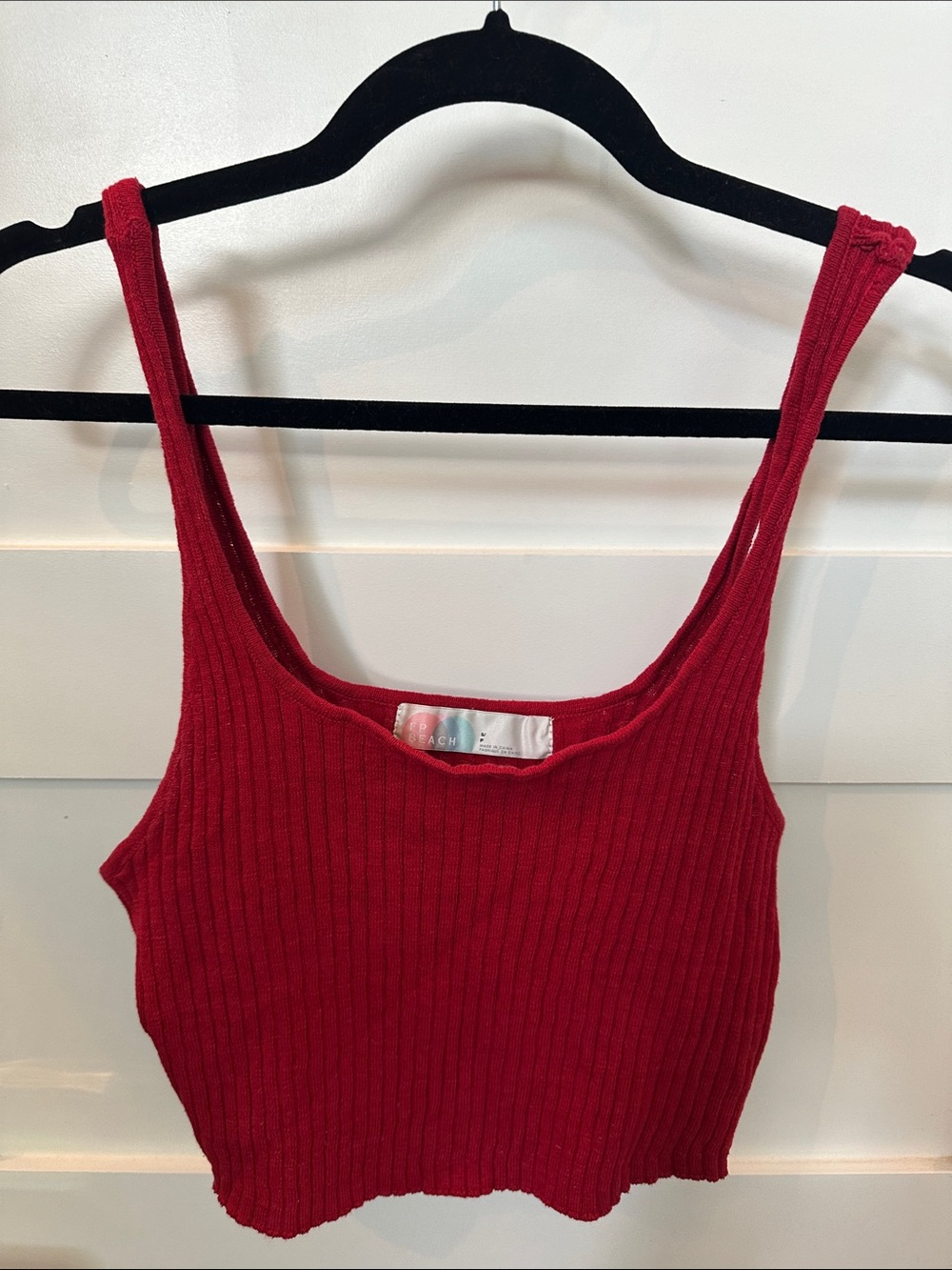 Free People Red Ribbed Crop Tank